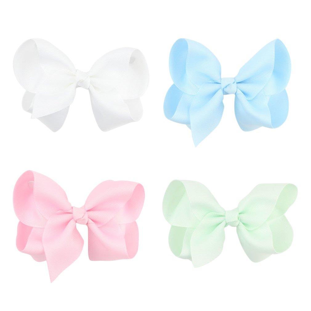 imageDEEKA 20 PCS Multicolored 6quot Handmade Grosgrain Ribbon Hair Bow Alligator Clips Hair Accessories for Little GirlsMixed Color4 Inch