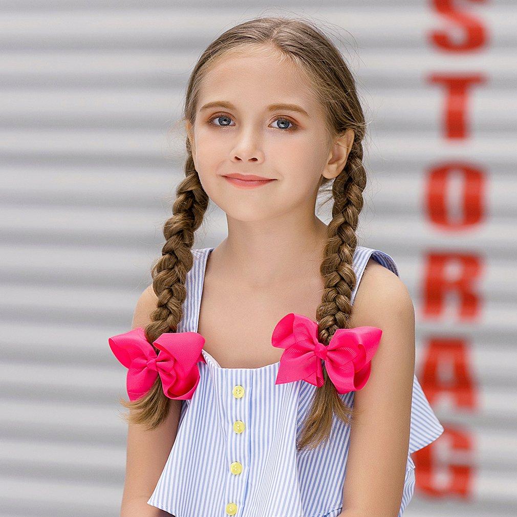 imageDEEKA 20 PCS Multicolored 6quot Handmade Grosgrain Ribbon Hair Bow Alligator Clips Hair Accessories for Little GirlsMixed Color4 Inch