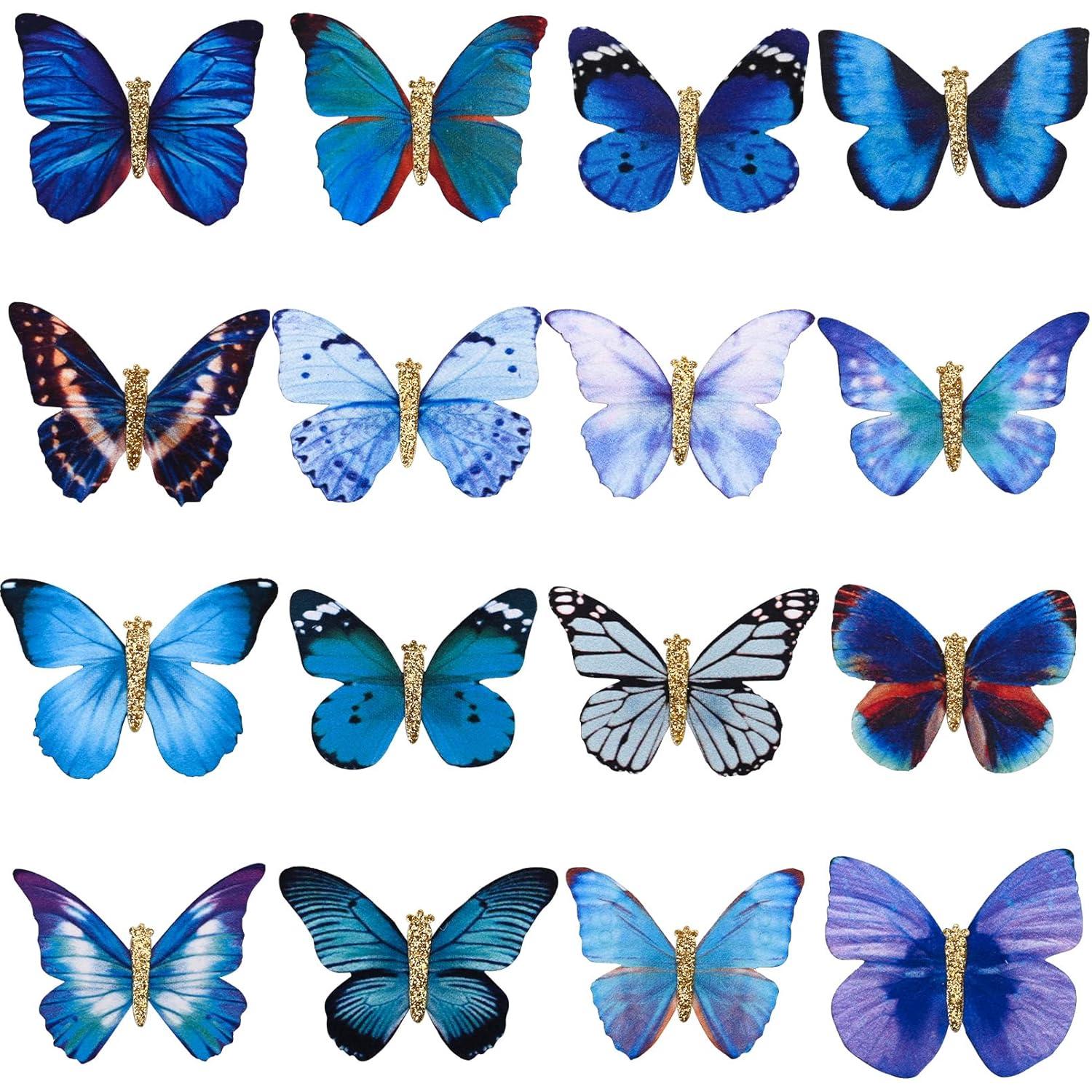 imageDEEKA Butterfly Hair Clips 16 PCS Small Realistic Colorful Handmade 90s Hair Clips Barrette Hair Accessories for Women and Girls YellowBluePurple