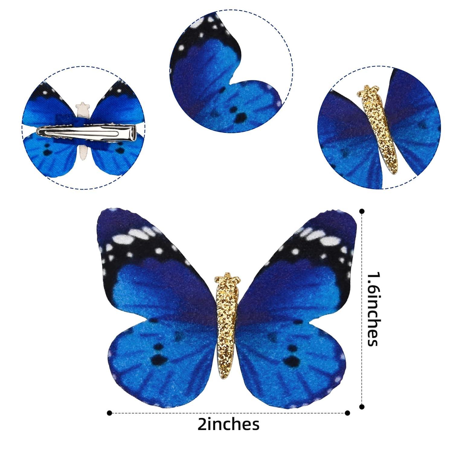 imageDEEKA Butterfly Hair Clips 16 PCS Small Realistic Colorful Handmade 90s Hair Clips Barrette Hair Accessories for Women and Girls YellowBluePurple