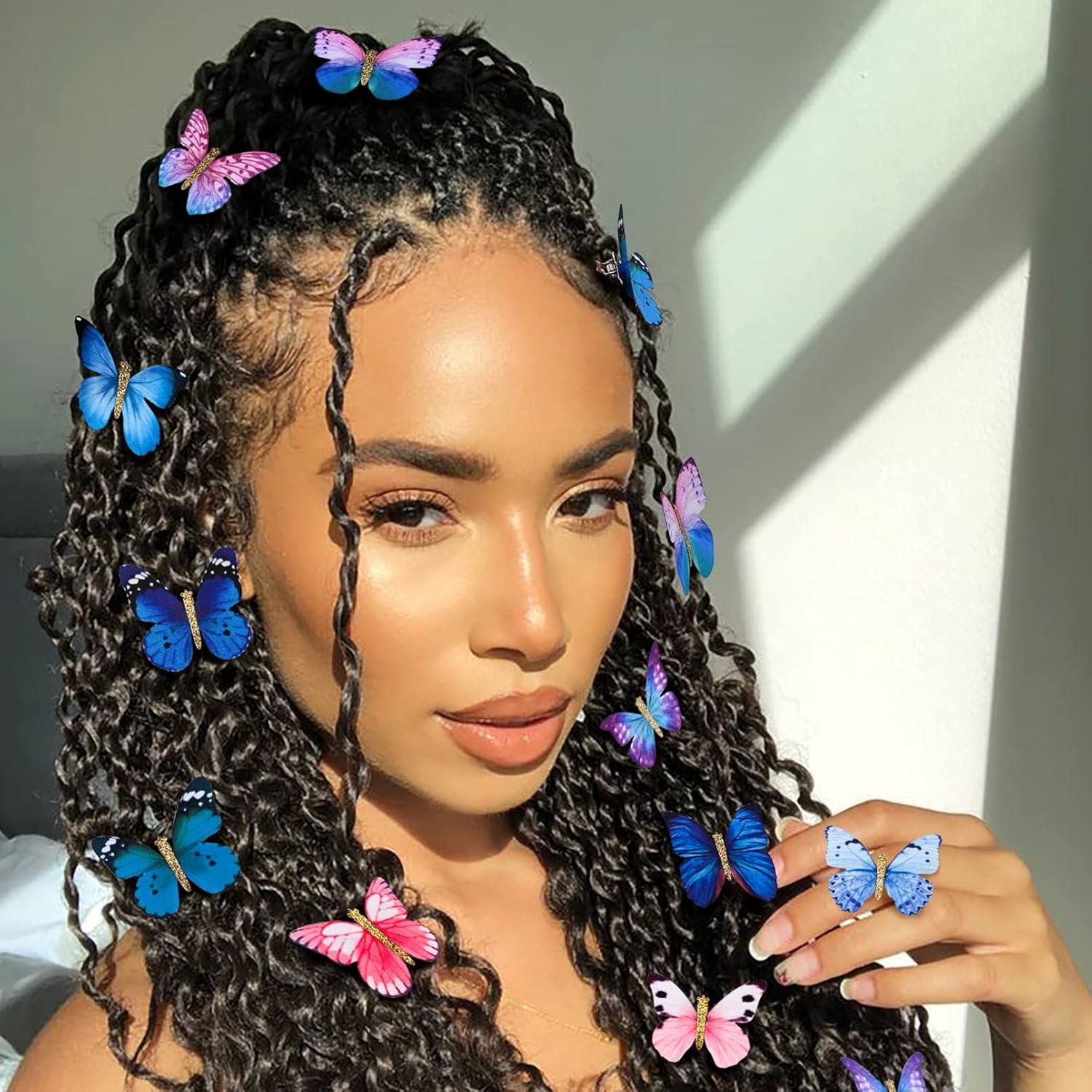 imageDEEKA Butterfly Hair Clips 16 PCS Small Realistic Colorful Handmade 90s Hair Clips Barrette Hair Accessories for Women and Girls YellowMulticolor A