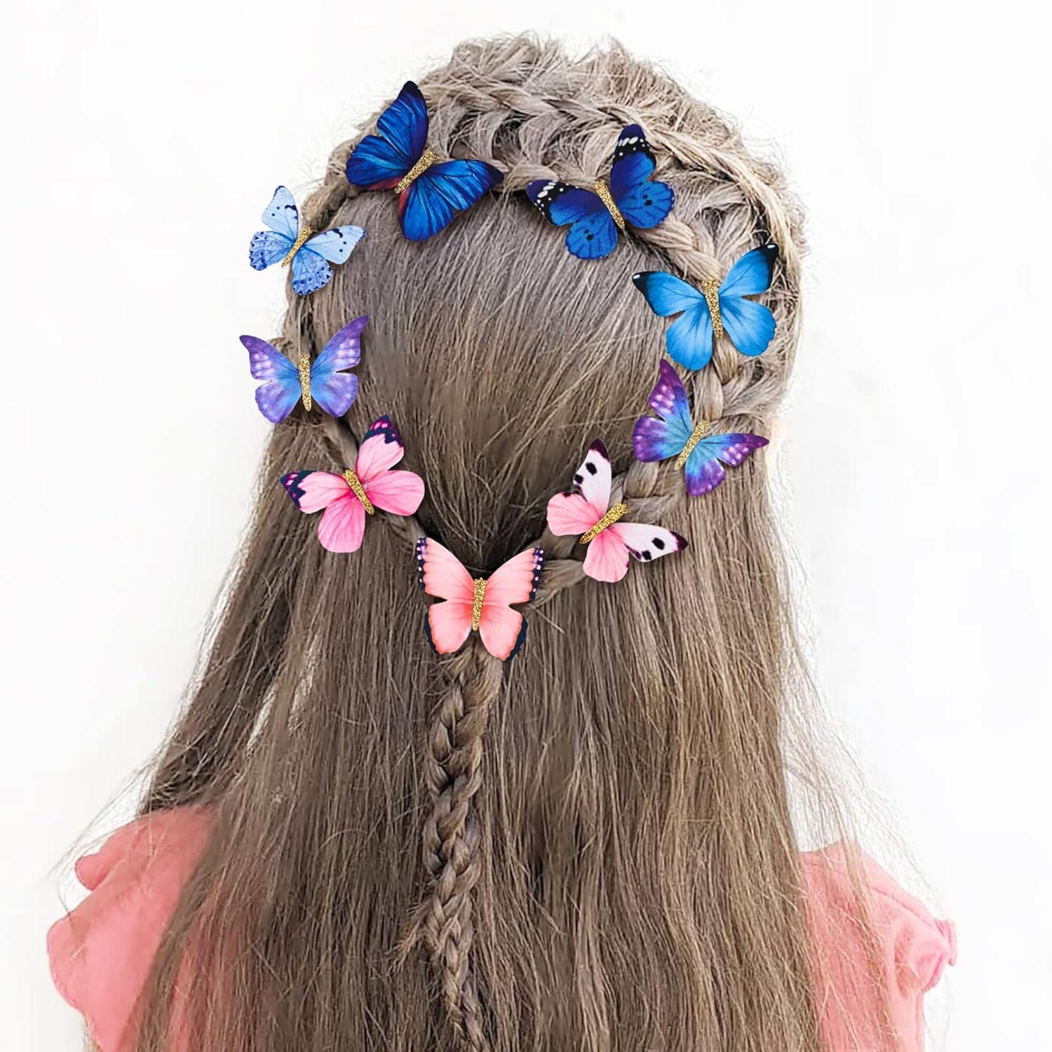 imageDEEKA Butterfly Hair Clips 16 PCS Small Realistic Colorful Handmade 90s Hair Clips Barrette Hair Accessories for Women and Girls YellowMulticolor A
