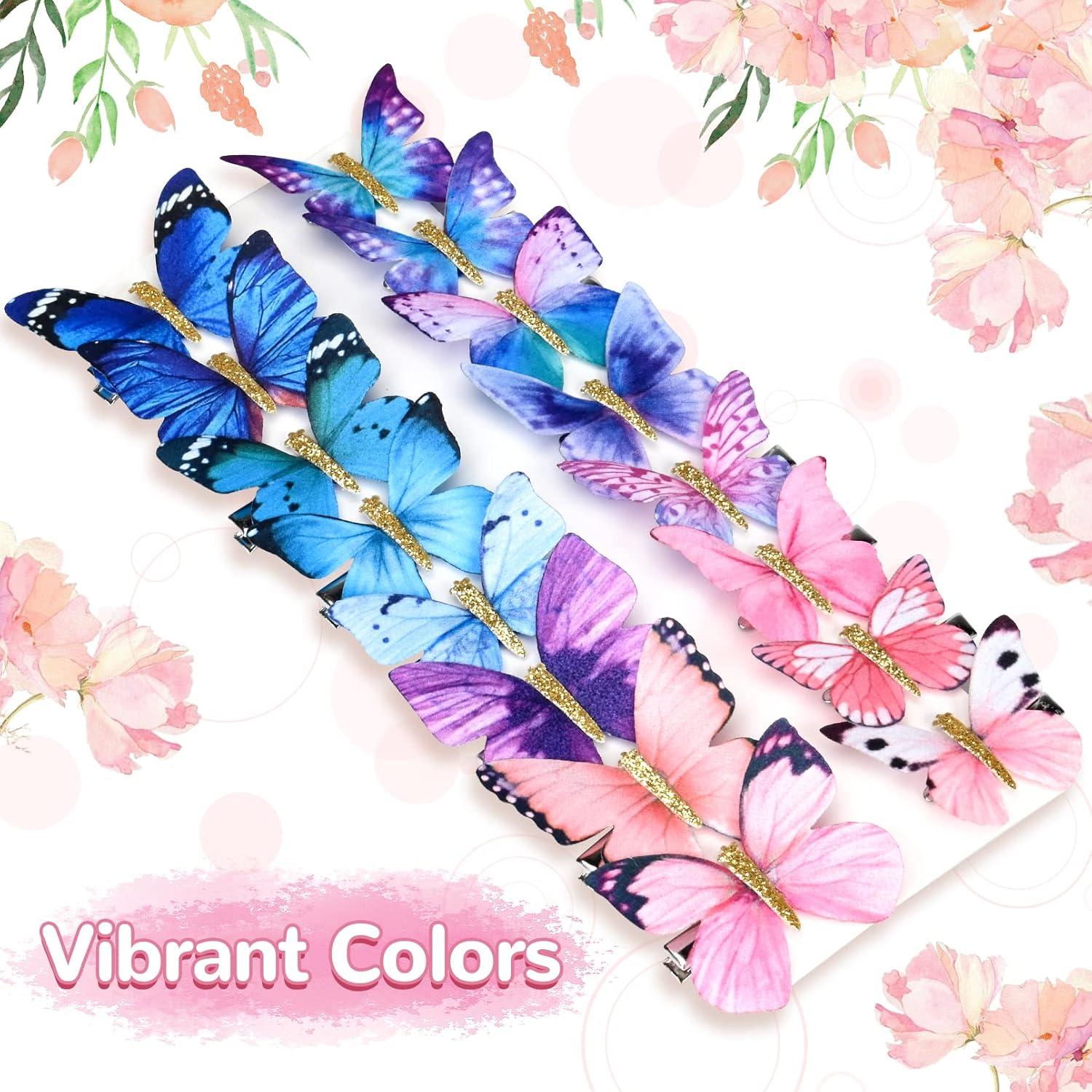 imageDEEKA Butterfly Hair Clips 16 PCS Small Realistic Colorful Handmade 90s Hair Clips Barrette Hair Accessories for Women and Girls YellowMulticolor A
