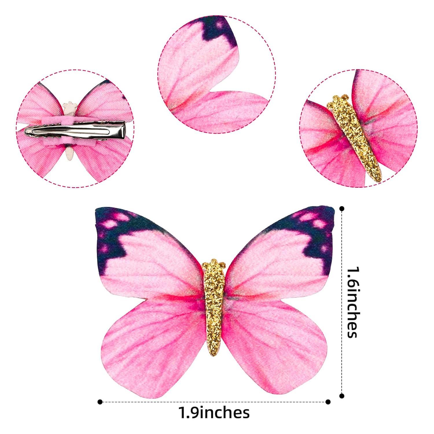 imageDEEKA Butterfly Hair Clips 16 PCS Small Realistic Colorful Handmade 90s Hair Clips Barrette Hair Accessories for Women and Girls YellowPink