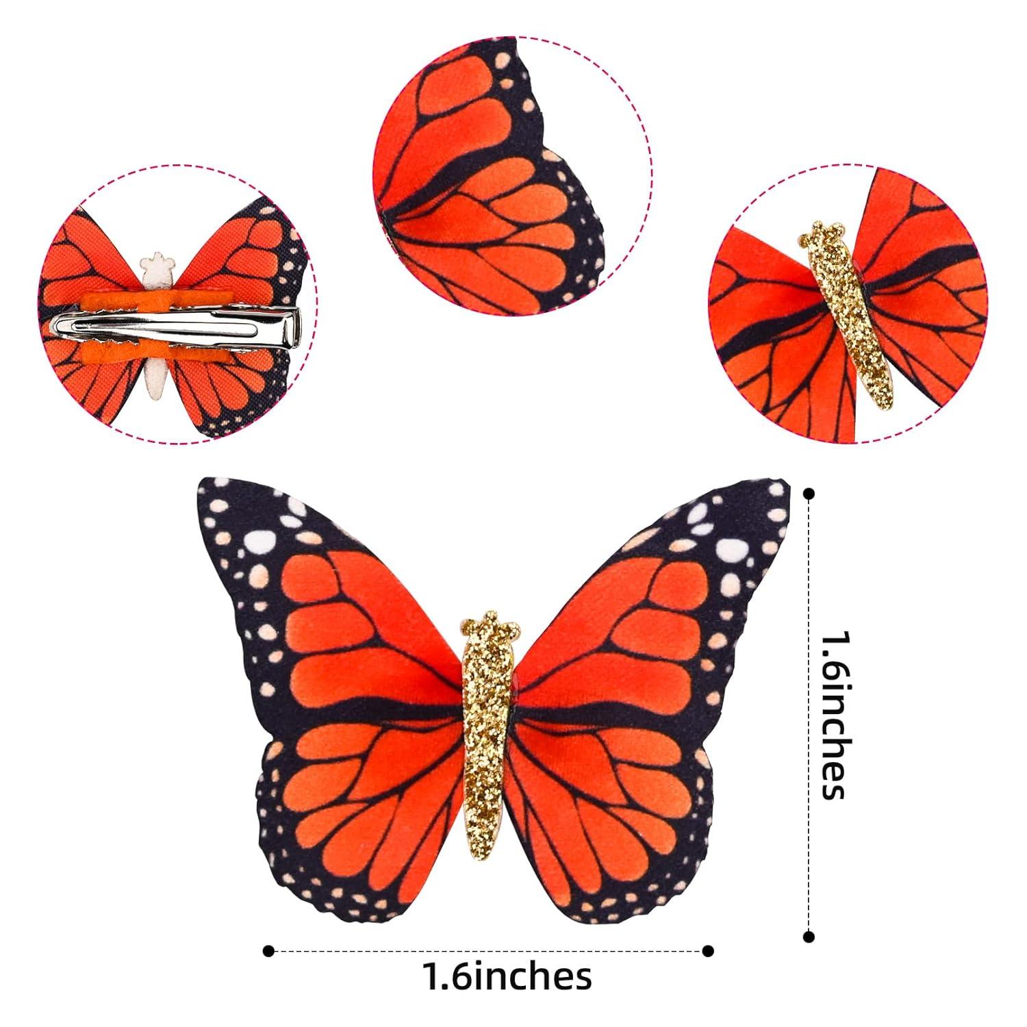 imageDEEKA Butterfly Hair Clips 16 PCS Small Realistic Colorful Handmade 90s Hair Clips Barrette Hair Accessories for Women and Girls YellowYellowOrange