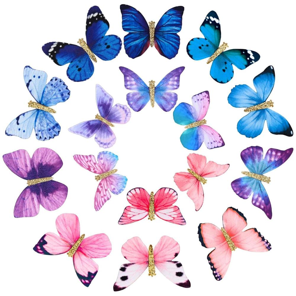imageDEEKA Butterfly Hair Clips 16 PCS Small Realistic Colorful Handmade 90s Hair Clips Barrette Hair Accessories for Women and Girls YellowMulticolor A