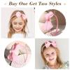 imageDEEKA 2 PCS 4quot Dark Green Bow Headband Grosgrain Ribbon Hair Bows for Toddlers Hair Band Accessories for Little Girls Kids Set of 2 Dark GreenLight Pink