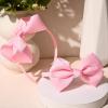imageDEEKA 2 PCS 4quot Dark Green Bow Headband Grosgrain Ribbon Hair Bows for Toddlers Hair Band Accessories for Little Girls Kids Set of 2 Dark GreenLight Pink
