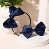 imageDEEKA 2 PCS 4quot Dark Green Bow Headband Grosgrain Ribbon Hair Bows for Toddlers Hair Band Accessories for Little Girls Kids Set of 2 Dark GreenNavy Blue