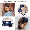 imageDEEKA 2 PCS 4quot Dark Green Bow Headband Grosgrain Ribbon Hair Bows for Toddlers Hair Band Accessories for Little Girls Kids Set of 2 Dark GreenNavy Blue