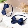 imageDEEKA 2 PCS 4quot Dark Green Bow Headband Grosgrain Ribbon Hair Bows for Toddlers Hair Band Accessories for Little Girls Kids Set of 2 Dark GreenNavy Blue