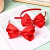 imageDEEKA 2 PCS 4quot Dark Green Bow Headband Grosgrain Ribbon Hair Bows for Toddlers Hair Band Accessories for Little Girls Kids Set of 2 Dark GreenRed