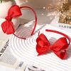imageDEEKA 2 PCS 4quot Dark Green Bow Headband Grosgrain Ribbon Hair Bows for Toddlers Hair Band Accessories for Little Girls Kids Set of 2 Dark GreenRed