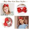 imageDEEKA 2 PCS 4quot Dark Green Bow Headband Grosgrain Ribbon Hair Bows for Toddlers Hair Band Accessories for Little Girls Kids Set of 2 Dark GreenRed