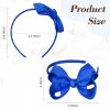 imageDEEKA 2 PCS 4quot Dark Green Bow Headband Grosgrain Ribbon Hair Bows for Toddlers Hair Band Accessories for Little Girls Kids Set of 2 Dark GreenRoyal Blue
