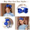imageDEEKA 2 PCS 4quot Dark Green Bow Headband Grosgrain Ribbon Hair Bows for Toddlers Hair Band Accessories for Little Girls Kids Set of 2 Dark GreenRoyal Blue