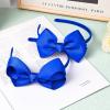 imageDEEKA 2 PCS 4quot Dark Green Bow Headband Grosgrain Ribbon Hair Bows for Toddlers Hair Band Accessories for Little Girls Kids Set of 2 Dark GreenRoyal Blue