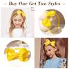 imageDEEKA 2 PCS 4quot Dark Green Bow Headband Grosgrain Ribbon Hair Bows for Toddlers Hair Band Accessories for Little Girls Kids Set of 2 Dark GreenYellow