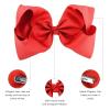 imageDEEKA 2 PCS 6quot Big Handmade Grosgrain Ribbon Solid Color Hair Bows Alligator Clips Hair Accessories for Little Teen Toddler Girls Kids Set of 2 RedRedL