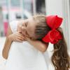 imageDEEKA 2 PCS 6quot Big Handmade Grosgrain Ribbon Solid Color Hair Bows Alligator Clips Hair Accessories for Little Teen Toddler Girls Kids Set of 2 RedRedL