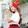 imageDEEKA 2 PCS 6quot Big Handmade Grosgrain Ribbon Solid Color Hair Bows Alligator Clips Hair Accessories for Little Teen Toddler Girls Kids Set of 2 RedRedL