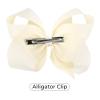 imageDEEKA 2 PCS 6quot Big Handmade Grosgrain Ribbon Solid Color Hair Bows Alligator Clips Hair Accessories for Little Teen Toddler Girls Kids Set of 2 RedIvory