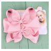 imageDEEKA 2 PCS 6quot Big Handmade Grosgrain Ribbon Solid Color Hair Bows Alligator Clips Hair Accessories for Little Teen Toddler Girls Kids Set of 2 RedLight Pink