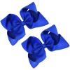 imageDEEKA 2 PCS 6quot Big Handmade Grosgrain Ribbon Solid Color Hair Bows Alligator Clips Hair Accessories for Little Teen Toddler Girls Kids Set of 2 RedRoyal Blue