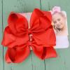 imageDEEKA 2 PCS 6quot Big Handmade Grosgrain Ribbon Solid Color Hair Bows Alligator Clips Hair Accessories for Little Teen Toddler Girls Kids Set of 2 RedRed