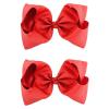 imageDEEKA 2 PCS 6quot Big Handmade Grosgrain Ribbon Solid Color Hair Bows Alligator Clips Hair Accessories for Little Teen Toddler Girls Kids Set of 2 RedRedL