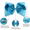 imageDEEKA 2 PCS 6quot Big Handmade Grosgrain Ribbon Solid Color Hair Bows Alligator Clips Hair Accessories for Little Teen Toddler Girls Kids Set of 2 RedRoyal Blue