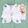imageDEEKA 2 PCS 6quot Big Handmade Grosgrain Ribbon Solid Color Hair Bows Alligator Clips Hair Accessories for Little Teen Toddler Girls Kids Set of 2 RedWhite