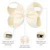 imageDEEKA 2 PCS 6quot Big Handmade Grosgrain Ribbon Solid Color Hair Bows Alligator Clips Hair Accessories for Little Teen Toddler Girls Kids Set of 2 RedIvory