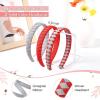 imageDEEKA 3 PCS Woven Headband Uniform Headband Hair Accessories Grosgrain Ribbon Weaved Hair Band for Women Girls Teens Football Softball Cheer Sports MaroonampampYellowRedGrey