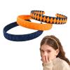 imageDEEKA 3 PCS Woven Headband Uniform Headband Hair Accessories Grosgrain Ribbon Weaved Hair Band for Women Girls Teens Football Softball Cheer Sports MaroonampampYellowNavy BlueOrange