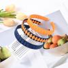 imageDEEKA 3 PCS Woven Headband Uniform Headband Hair Accessories Grosgrain Ribbon Weaved Hair Band for Women Girls Teens Football Softball Cheer Sports MaroonampampYellowNavy BlueOrange