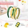 imageDEEKA 3 PCS Woven Headband Uniform Headband Hair Accessories Grosgrain Ribbon Weaved Hair Band for Women Girls Teens Football Softball Cheer Sports MaroonampampYellowForest GreenYellow
