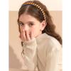 imageDEEKA 3 PCS Woven Headband Uniform Headband Hair Accessories Grosgrain Ribbon Weaved Hair Band for Women Girls Teens Football Softball Cheer Sports MaroonampampYellowNavy BlueOrange
