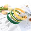 imageDEEKA 3 PCS Woven Headband Uniform Headband Hair Accessories Grosgrain Ribbon Weaved Hair Band for Women Girls Teens Football Softball Cheer Sports MaroonampampYellowForest GreenYellow