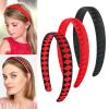 imageDEEKA 3 PCS Woven Headband Uniform Headband Hair Accessories Grosgrain Ribbon Weaved Hair Band for Women Girls Teens Football Softball Cheer Sports MaroonampampYellowBlackRed