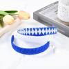 imageDEEKA 3 PCS Woven Headband Uniform Headband Hair Accessories Grosgrain Ribbon Weaved Hair Band for Women Girls Teens Football Softball Cheer Sports MaroonampampYellowRoyal BlueWhite