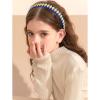 imageDEEKA 3 PCS Woven Headband Uniform Headband Hair Accessories Grosgrain Ribbon Weaved Hair Band for Women Girls Teens Football Softball Cheer Sports MaroonampampYellowRoyal BlueYellow