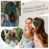 imageDEEKA 4 PCS Blue Cotton Linen Hair Bows 3 Styles 5quot ampamp 4quot Handmade Hair Bow set for Toddler Girls Alligator Hair Clips Knot Bows Hair Accessories for Little School Girls BlueDark Green