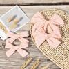 imageDEEKA 4 PCS Blue Cotton Linen Hair Bows 3 Styles 5quot ampamp 4quot Handmade Hair Bow set for Toddler Girls Alligator Hair Clips Knot Bows Hair Accessories for Little School Girls BlueLight Pink