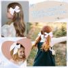 imageDEEKA 4 PCS Blue Cotton Linen Hair Bows 3 Styles 5quot ampamp 4quot Handmade Hair Bow set for Toddler Girls Alligator Hair Clips Knot Bows Hair Accessories for Little School Girls BlueWhite