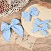 imageDEEKA 4 PCS Blue Cotton Linen Hair Bows 3 Styles 5quot ampamp 4quot Handmade Hair Bow set for Toddler Girls Alligator Hair Clips Knot Bows Hair Accessories for Little School Girls BlueBlue
