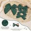 imageDEEKA 4 PCS Blue Cotton Linen Hair Bows 3 Styles 5quot ampamp 4quot Handmade Hair Bow set for Toddler Girls Alligator Hair Clips Knot Bows Hair Accessories for Little School Girls BlueDark Green