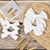 imageDEEKA 4 PCS Blue Cotton Linen Hair Bows 3 Styles 5quot ampamp 4quot Handmade Hair Bow set for Toddler Girls Alligator Hair Clips Knot Bows Hair Accessories for Little School Girls BlueWhite