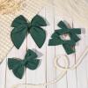 imageDEEKA 4 PCS Blue Cotton Linen Hair Bows 3 Styles 5quot ampamp 4quot Handmade Hair Bow set for Toddler Girls Alligator Hair Clips Knot Bows Hair Accessories for Little School Girls BlueDark Green