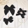 imageDEEKA 4 PCS Blue Cotton Linen Hair Bows 3 Styles 5quot ampamp 4quot Handmade Hair Bow set for Toddler Girls Alligator Hair Clips Knot Bows Hair Accessories for Little School Girls BlueBlack
